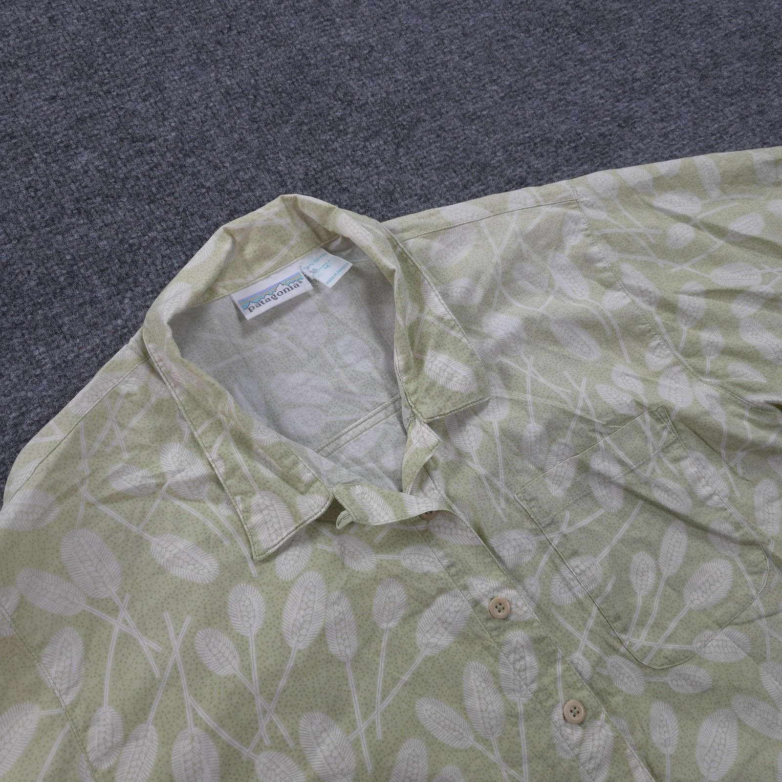 Vintage Patagonia Shirt Womens Medium Green Floral Print A/C Jamaica 90s Rare